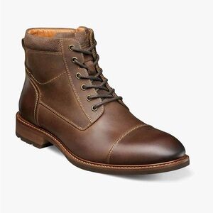 🤎FLORSHEIM MENS CHALET CAP TOE BOOTS BROWN CRAZY HORSE 10 43
